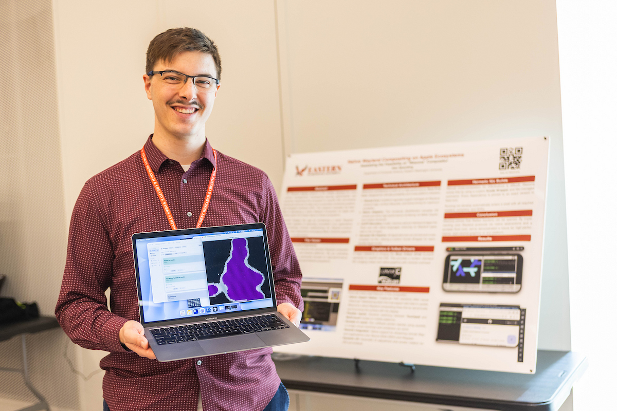 One student with his presentation.