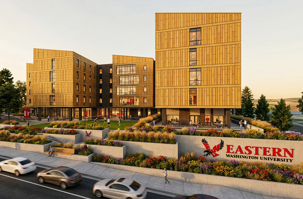 Street view of the new residence hall design.